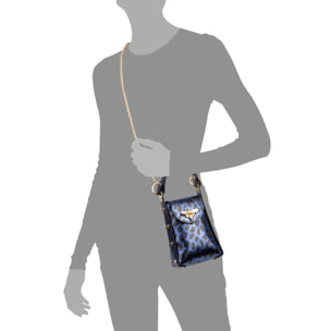 Alviano borsa a mano donna. Pelle scamosciata autentica con stampa animale leopardata lucida.