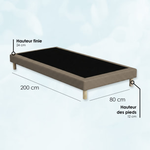 Sommier tapissier à lattes fixes taupe, couchage ferme, soutien optimal