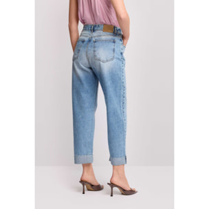 Kocca - Pantaloni in denim con risvolto Donna, Denim