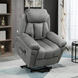 Fauteuil de relaxation électrique fauteuil releveur inclinable avec repose-pied ajustable tissu gris