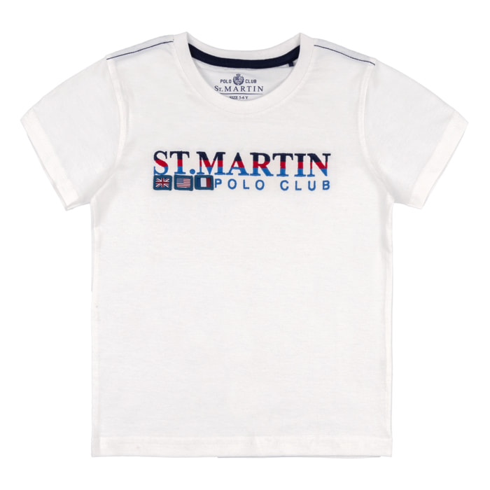 T-shirt jersey con ricamo logo Polo Club St Martin Bianco