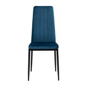 Chaises Jade en velours et pieds noirs - Bleu