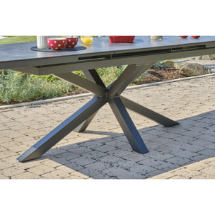 CAICOS - Table de jardin 10 places en aluminium anthracite et HPL effet marbre