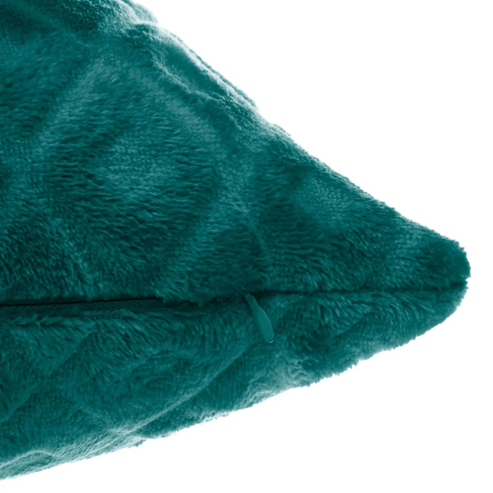 Coussin losanges flanelle bleu canard 40x40cm