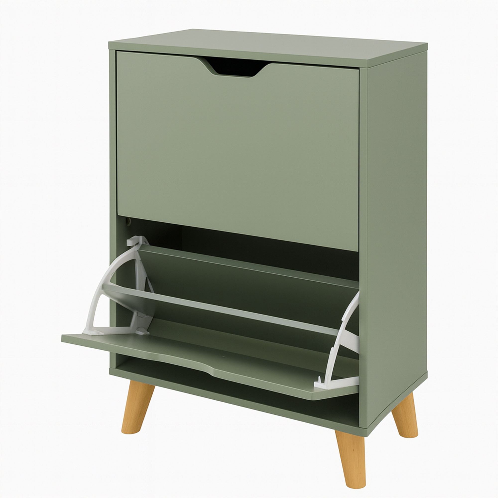 Emma - Scarpiera Salvaspazio 2 Ante 55x82x25 cm 12 Paia in Legno Salvia