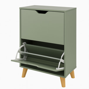 Emma - Scarpiera Salvaspazio 2 Ante 55x82x25 cm 12 Paia in Legno Salvia