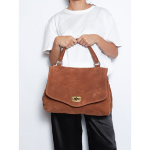 Borsa a mano da donna Made in Italy - Modello Zelia Elite - Pelle scamosciata - 37.0 x 22.0 x 15.0 cm