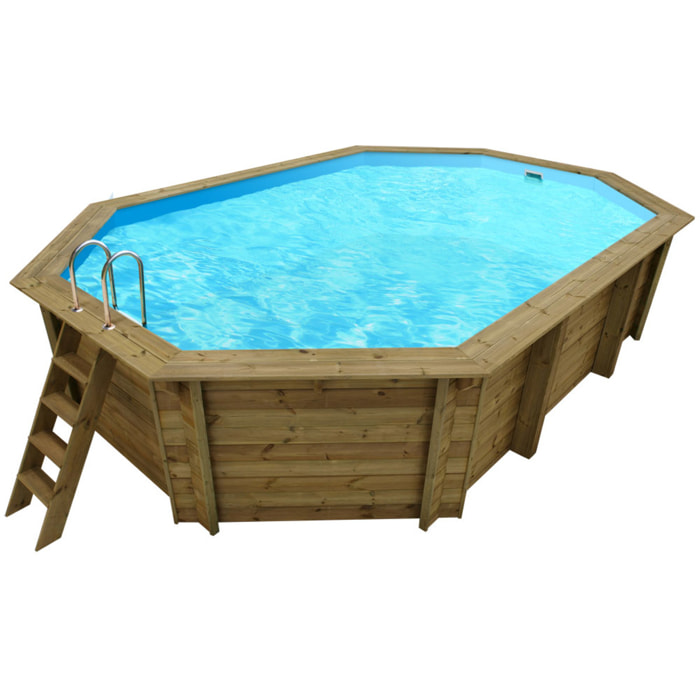 Piscine bois " Cancun " - 6.53 x 4.41 x 1.45 m + Bâche à bulles 180 µ - Bâche hiver 280 g/m²