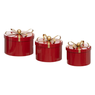 BOITES RONDES METAL ROUGE X3