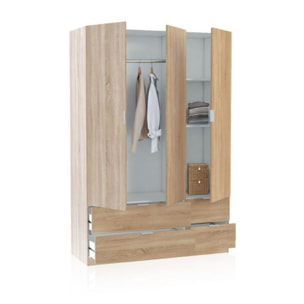 Armario Magan 3 puertas y 4 cajones Roble Canadian