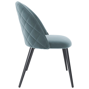 Set di 4 Sedie Imbottite Da Pranzo In Velluto Sedia Gambe In Metallo Nero Schienale Soggiorno Salotto Camera 43 x 47.5 x 80 Cm (Verde)
