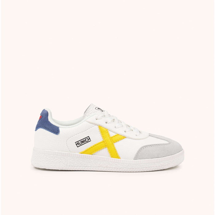 Zapatillas Infantiles Blancas con Cordones y Detalles en Amarillo y Azul MUNICH MINI BARRU 16