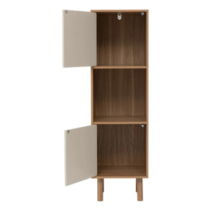 Etagère 3 cases 2 portes Mix'N'Match bois et motif rayé