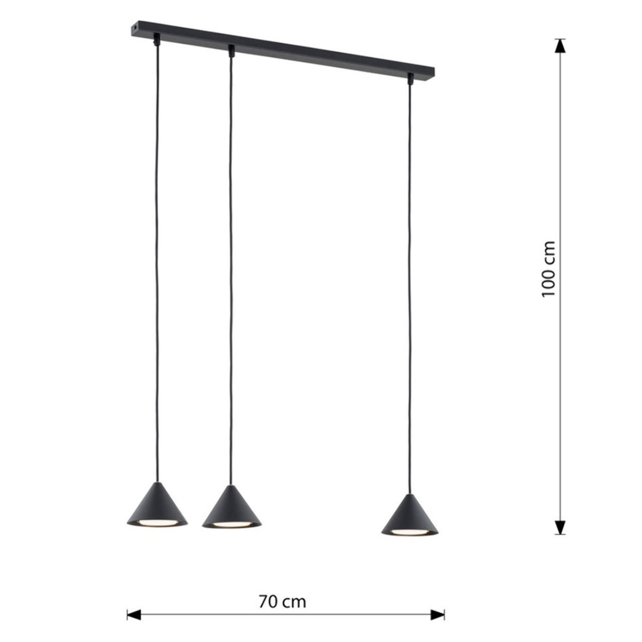 Lampada a sospensione ELIT 3 in acciaio nero opaco