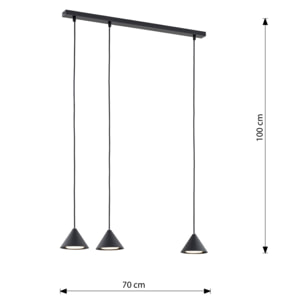 Lampada a sospensione ELIT 3 in acciaio nero opaco