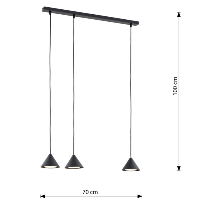 Lampada a sospensione ELIT 3 in acciaio nero opaco