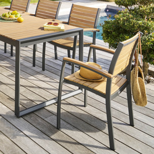 Fauteuil de jardin empilable "Acordia" eucalyptus et graphite