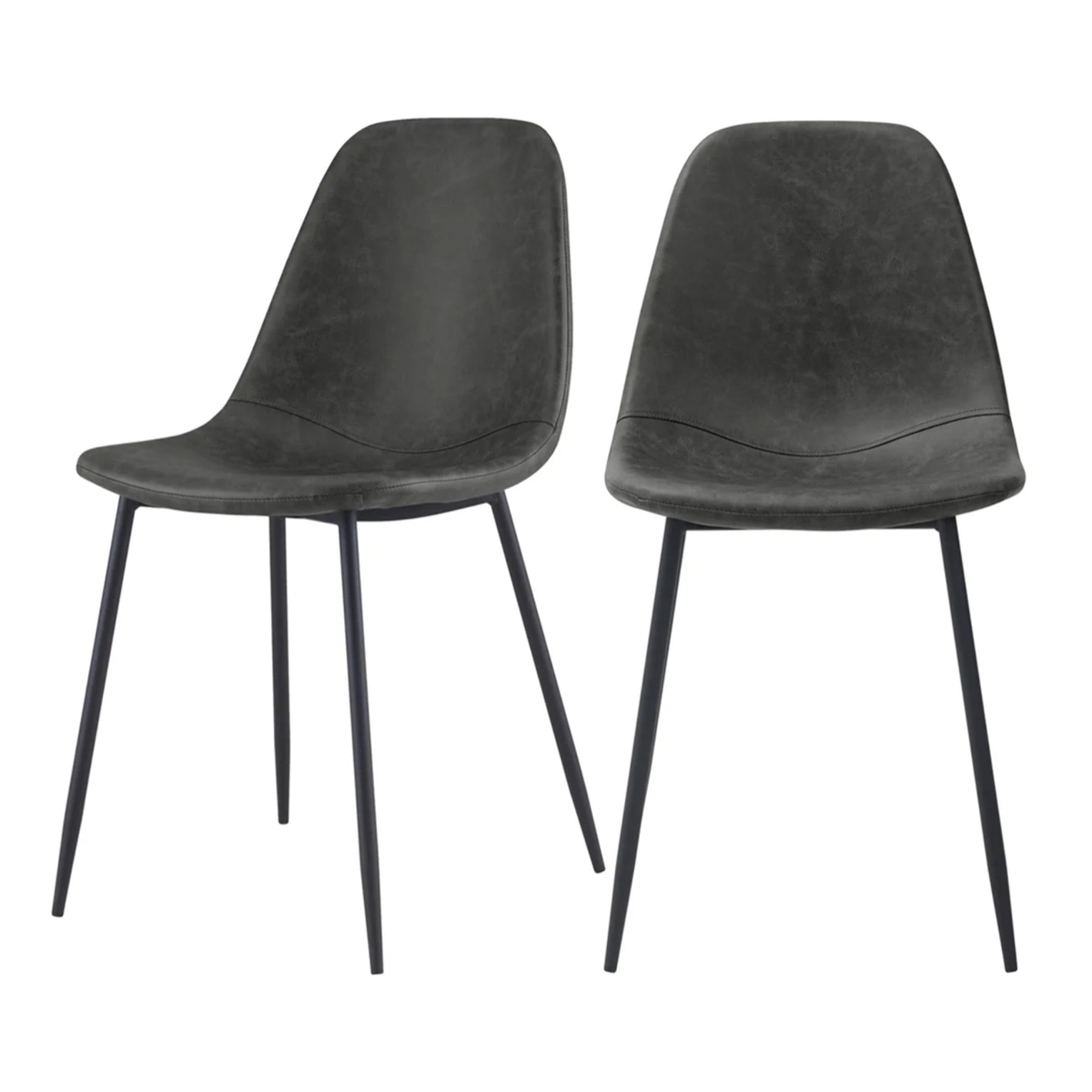 Lot de 2 chaises en cuir synthétique gris/noir - Henrik