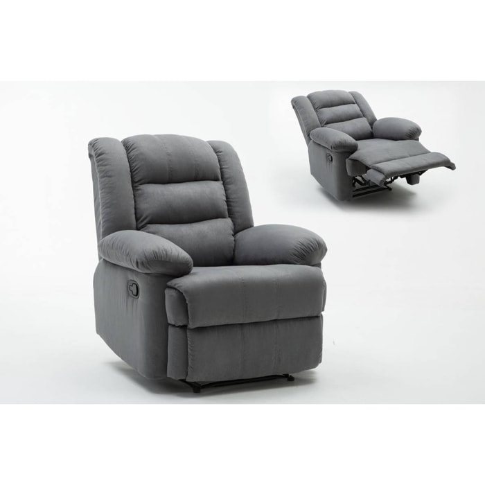 Fauteuil relax "Buckingham" - 85 x 93 x 100 cm - Gris clair