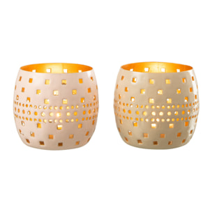 J-Line photophore Perfore - métal - rose clair/beige - 2 pcs