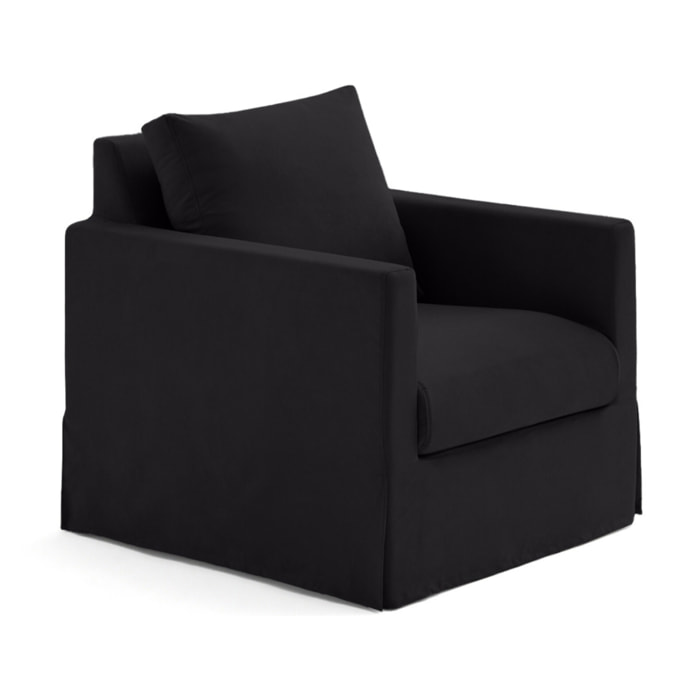 Serena - fauteuil déhoussable en tissu - Noir