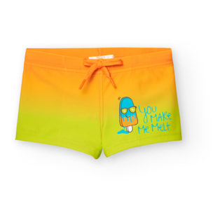 Bañador en poliamida estampado de color naranja, Bañador