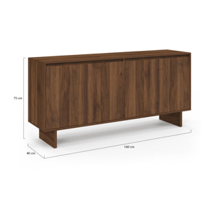 Buffet Yumi 4 portes effet noyer L160cm