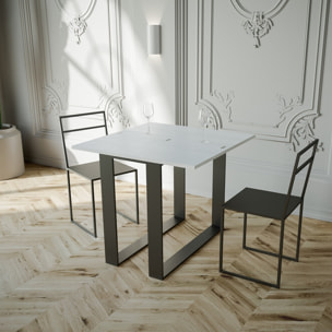 Console extensible portefeuille 90x45/90 cm Elettra Libra Frêne Blanc cadre Anthracite