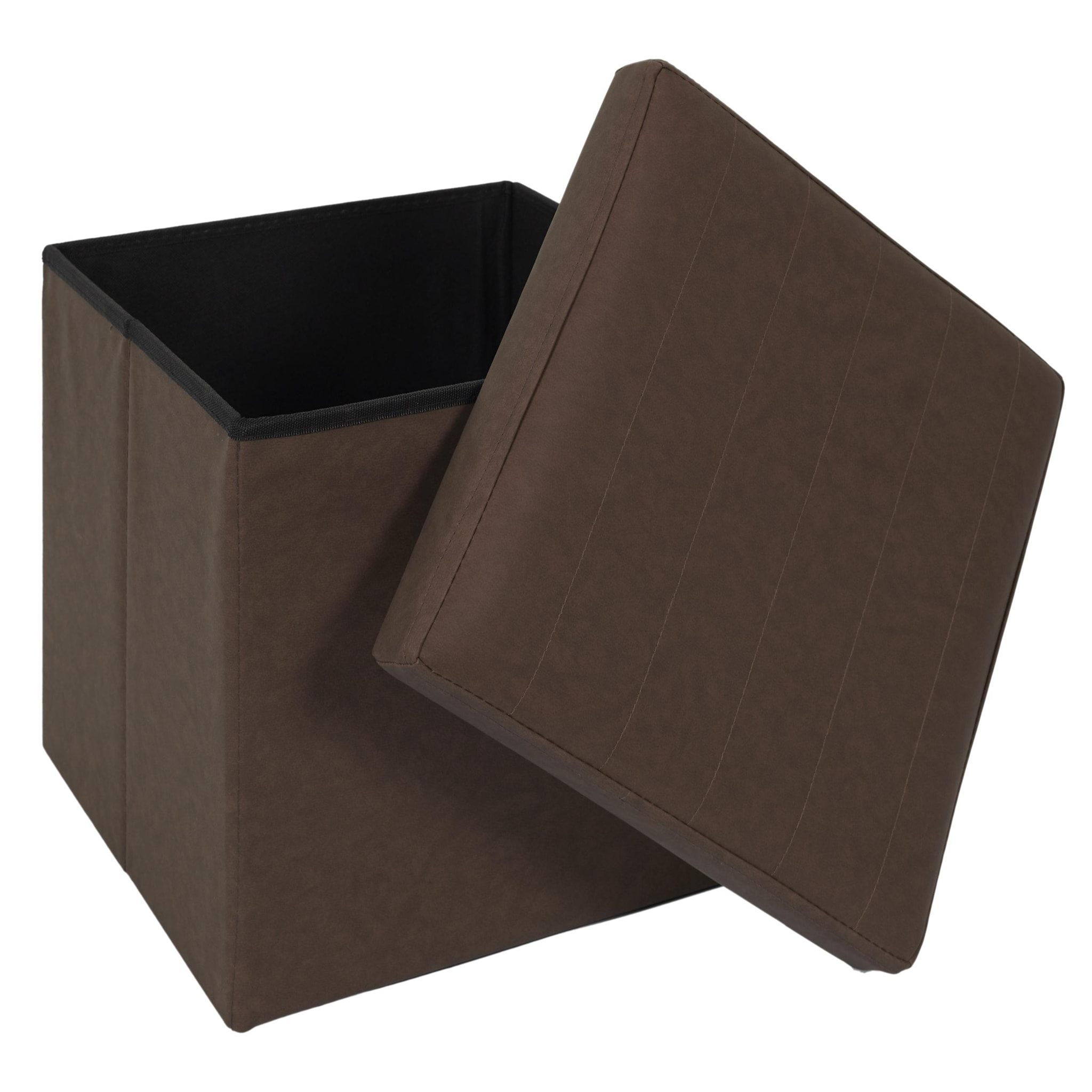 COFFRE POUF PLIABLE PU MARRON