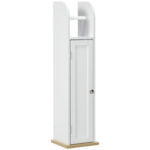 Mueble Auxiliar de Baño Columna de Baño Mueble de Suelo de Baño con Estantes Ajustables y Portarrollos de Papel 20x20x80 cm Blanco