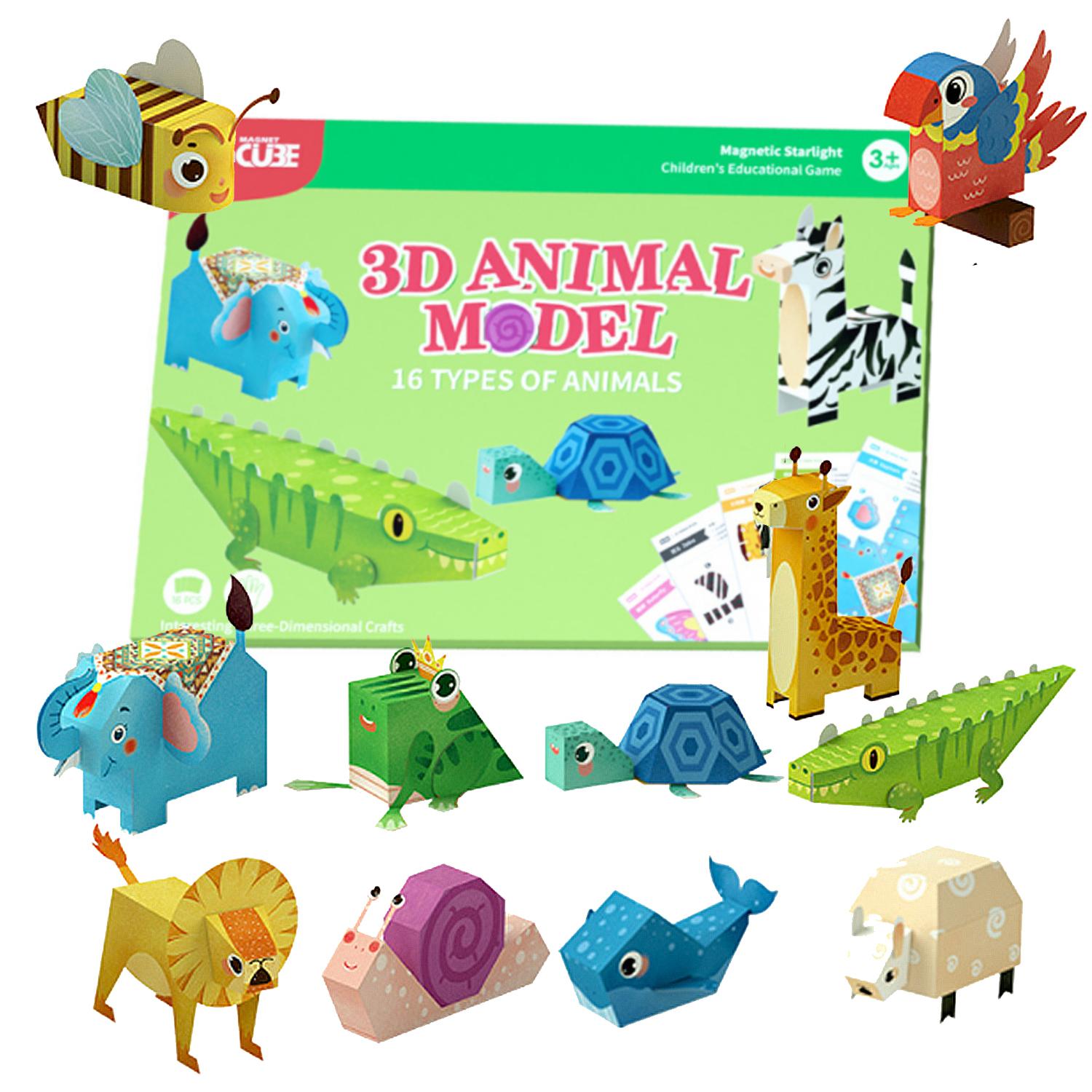 Kit manualidades 3D papel origami. Figuras animales.