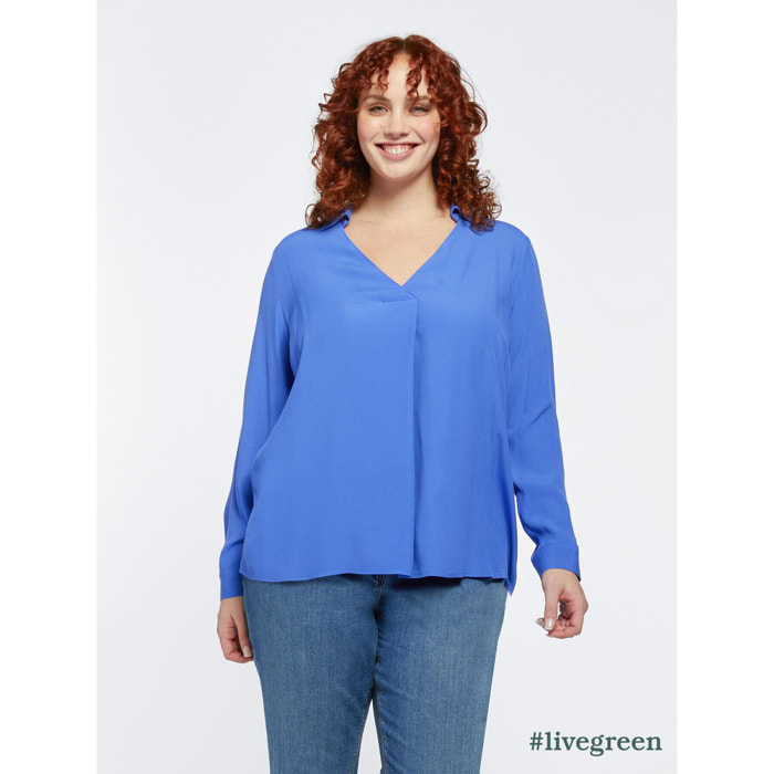 Fiorella Rubino - Blusa con pliegue en crepé - Azul aciano