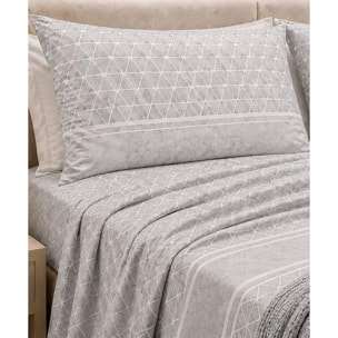 Completo Lenzuola Geo Grigio 100% Cotone e Made in Italy con stampa digitale HD