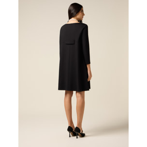 Oltre - Vestido acampanado con detalle de pañuelo - Negro