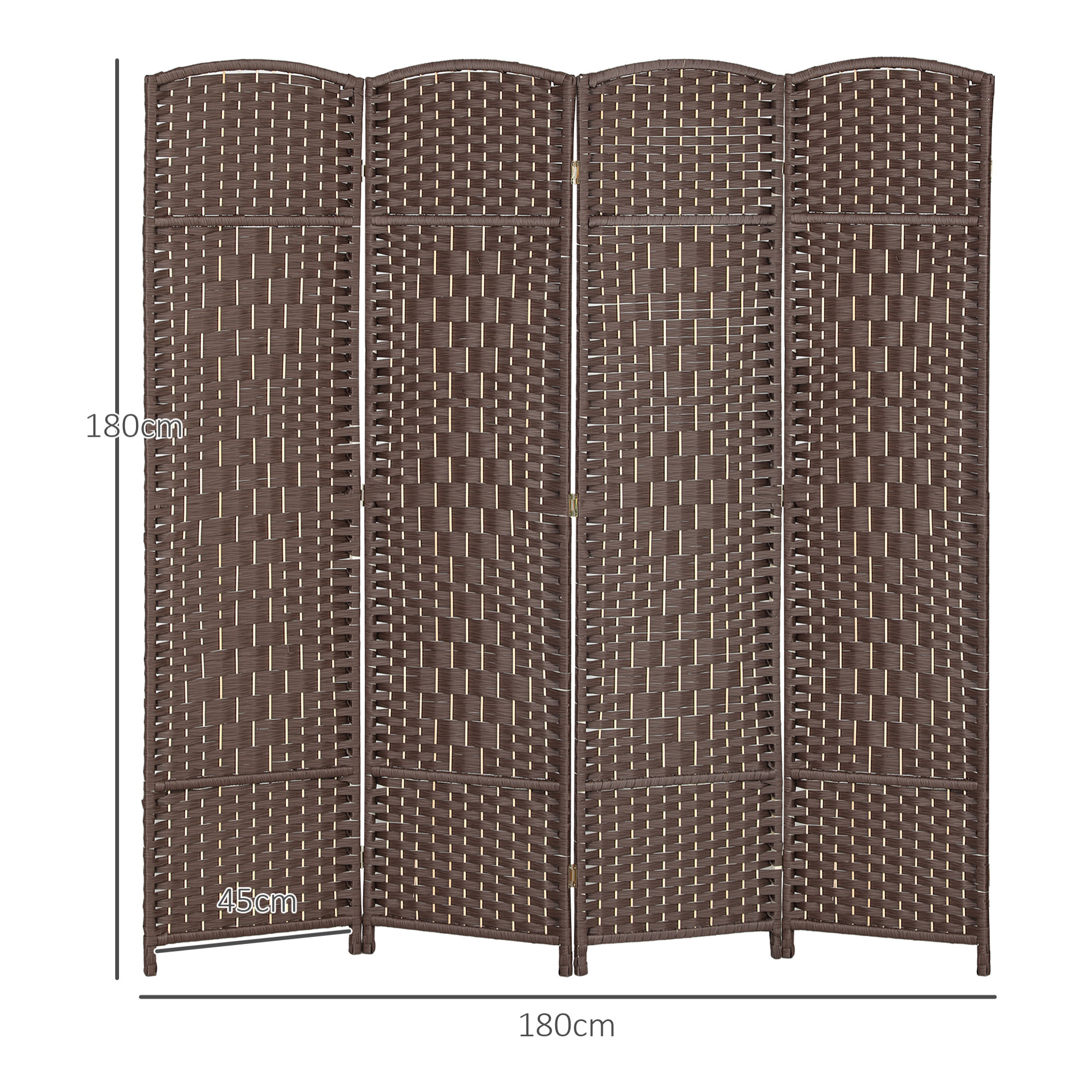 Paravent intérieur en bois 4 panneaux 180 x 180 cm séparateur de pièce pliable bois marron