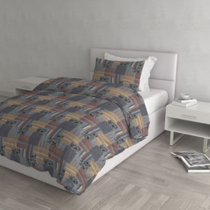 PARURE COPRIPIUMINO ATHENA, 100% Cotone, Made in Italy - ADANA GRIGIO