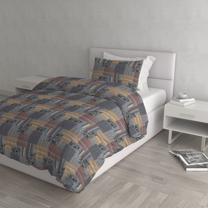 PARURE COPRIPIUMINO ATHENA, 100% Cotone, Made in Italy - ADANA GRIGIO