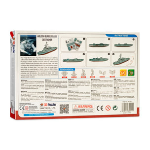 Puzzle 3D Destructor Naval Arleigh Burke-class - 50 piezas - Tamaño montado: 44 x 16 x 7 cms