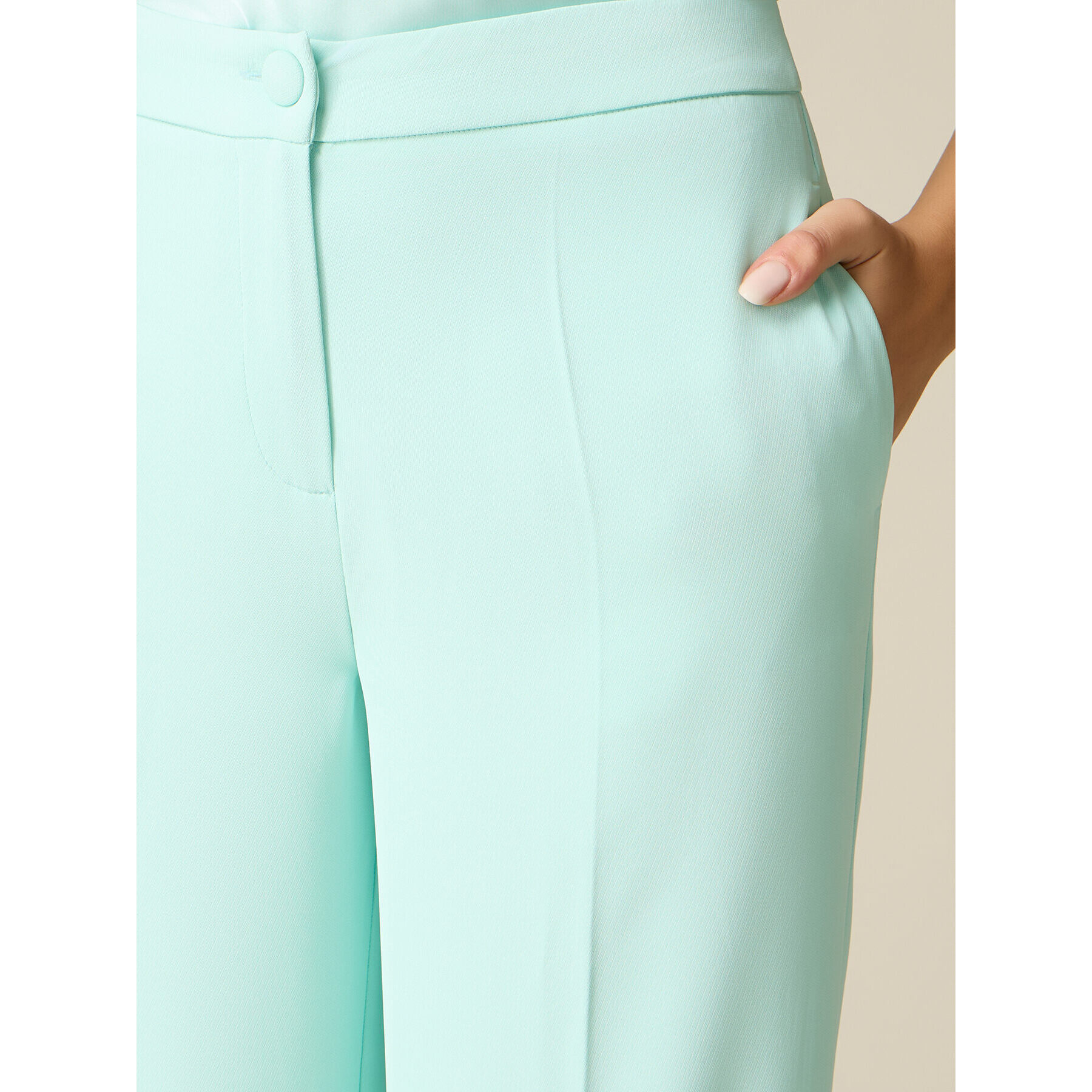 Oltre - Pantaloni palazzo in tessuto crêpe - Verde acqua