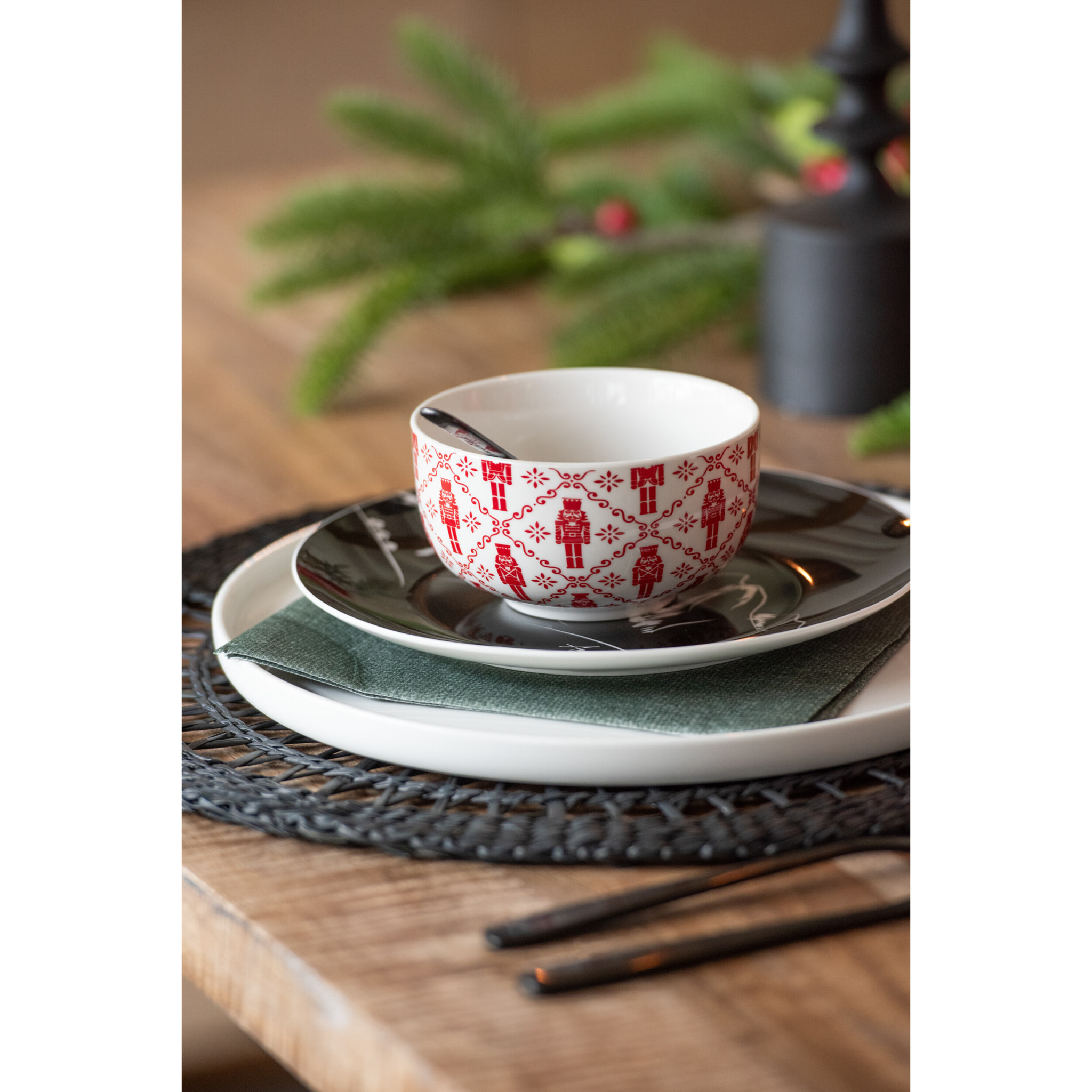 J-Line bol + socle Casse-Noisette - métal/céramique - rouge - boîte de 4