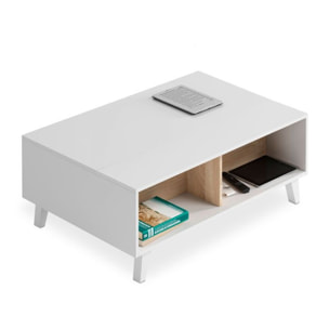 Mesa de centro elevable Zaiken Plus Blanco - Roble Canadian