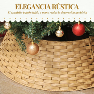 Falda para Árbol de Navidad Rústico, Diseño Tejido, Cubre Pie para Árbol de Navidad Desmontable para Fiestas, Decoración Navideña, Ø68x22 cm, Natural