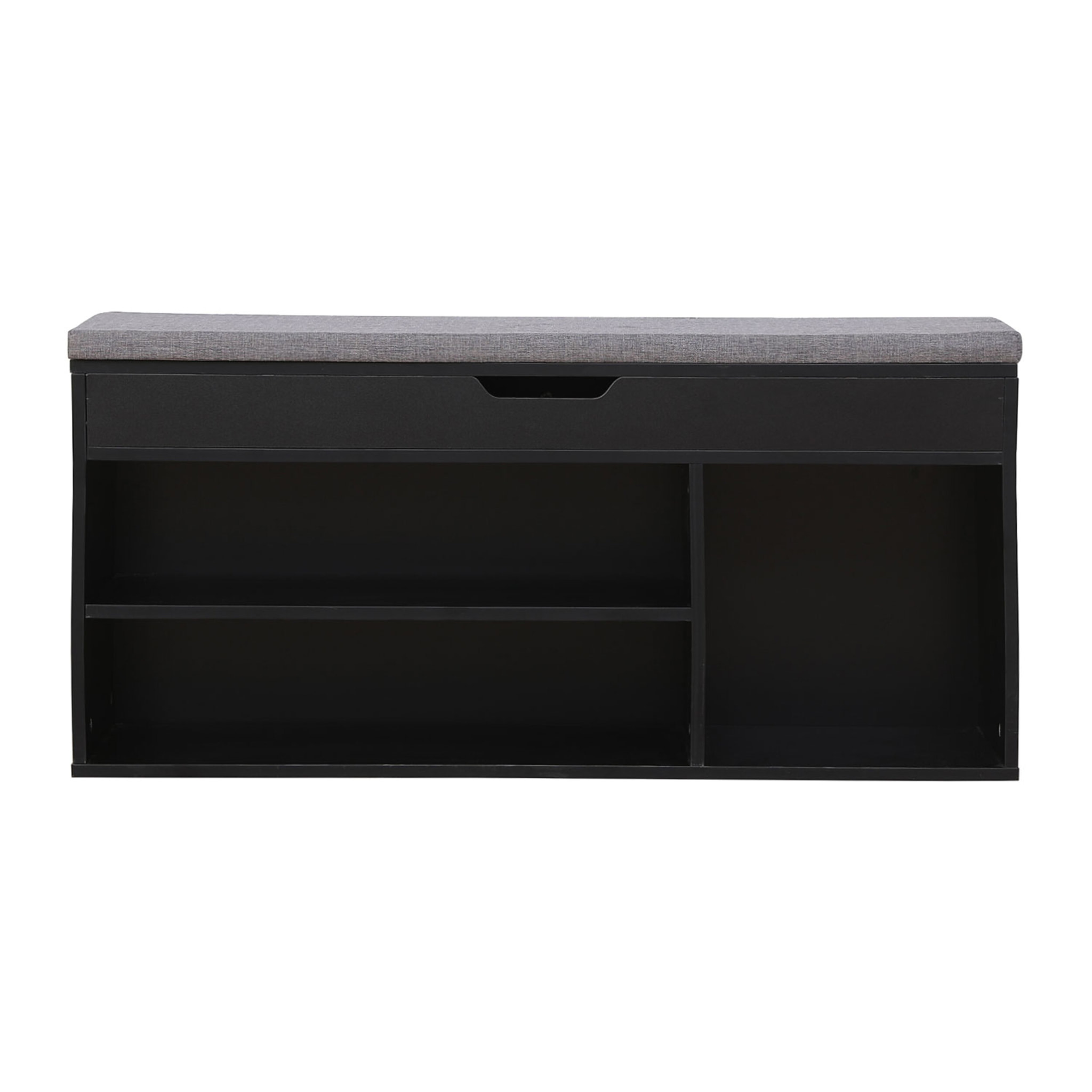 Meuble à chaussures trois casiers avec coffre noir ALAN