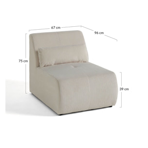 Onyx - fauteuil sans accoudoirs - en velours côtelé - Beige
