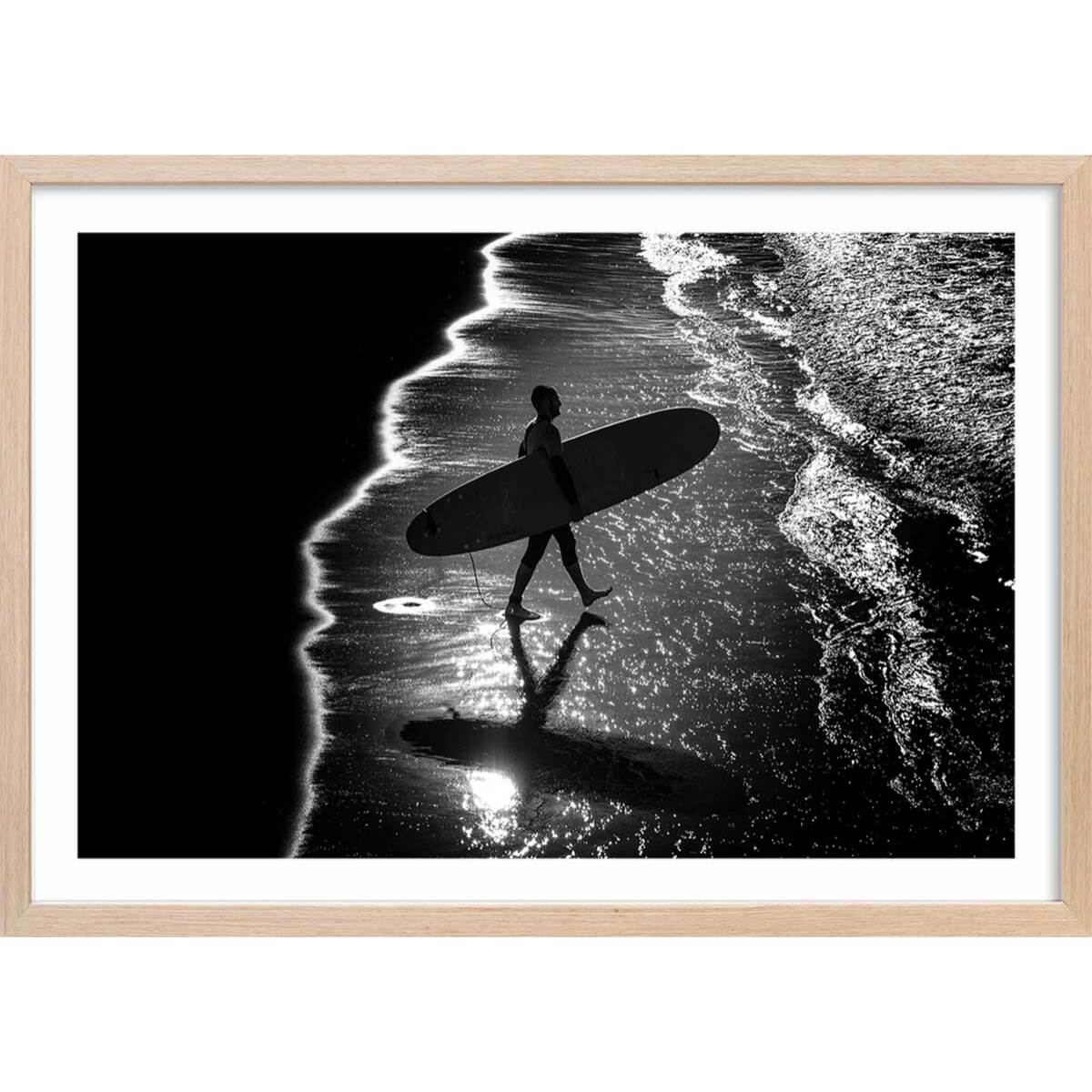 Poster surf contraste Affiche + cadre en bois - Chêne