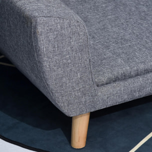 Canapé chien lit pour chien design scandinave coussin moelleux pieds bois massif dim. 87 x 61 x 36 cm polyester gris