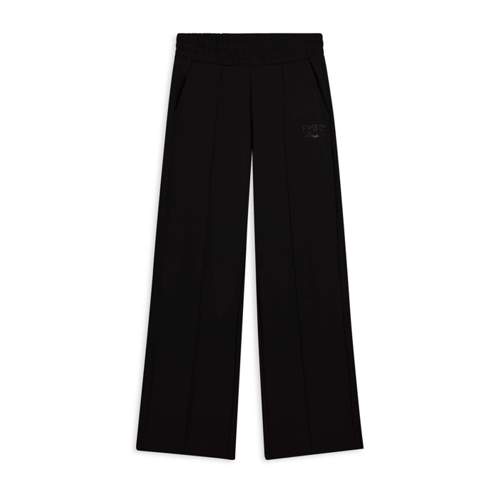 Pantaloni wide leg con cucitura centrale decorativa