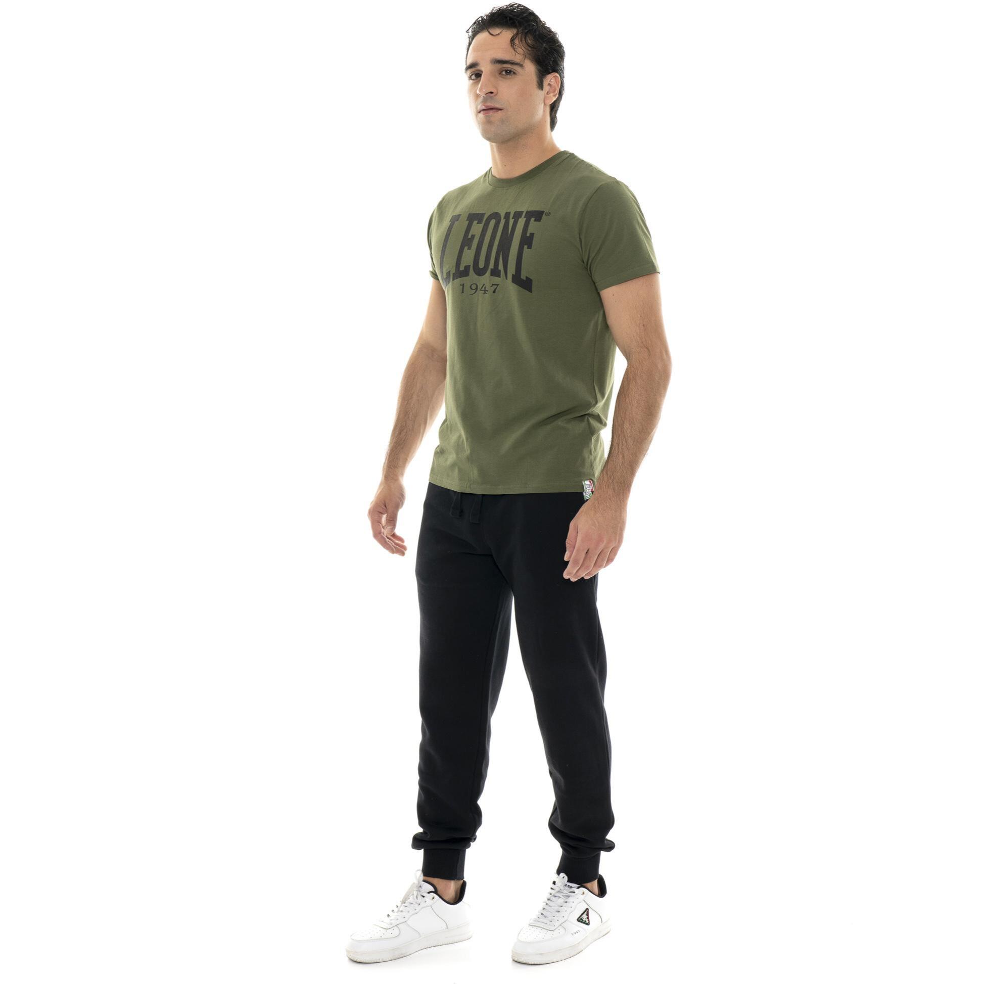 T-shirt in cotone elasticizzato a manica corta con logo grande Leone 1947 Basic