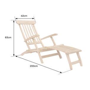 Transat pliant 153cm en teck LOMBOK