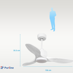 Ventilateur de plafond Réversible  Thermostat Dimmable Wifi Moteur à courant continu Toits en pente Télécommande Lumière à trois tons Hypersilence Mémoire